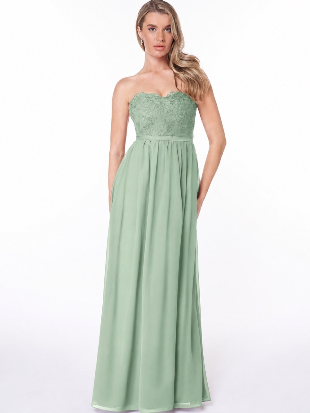 Azazie 'Celea' Bridesmaid Dress | 'Agave' Sage Green | Custom (Size 10/12) | NWT